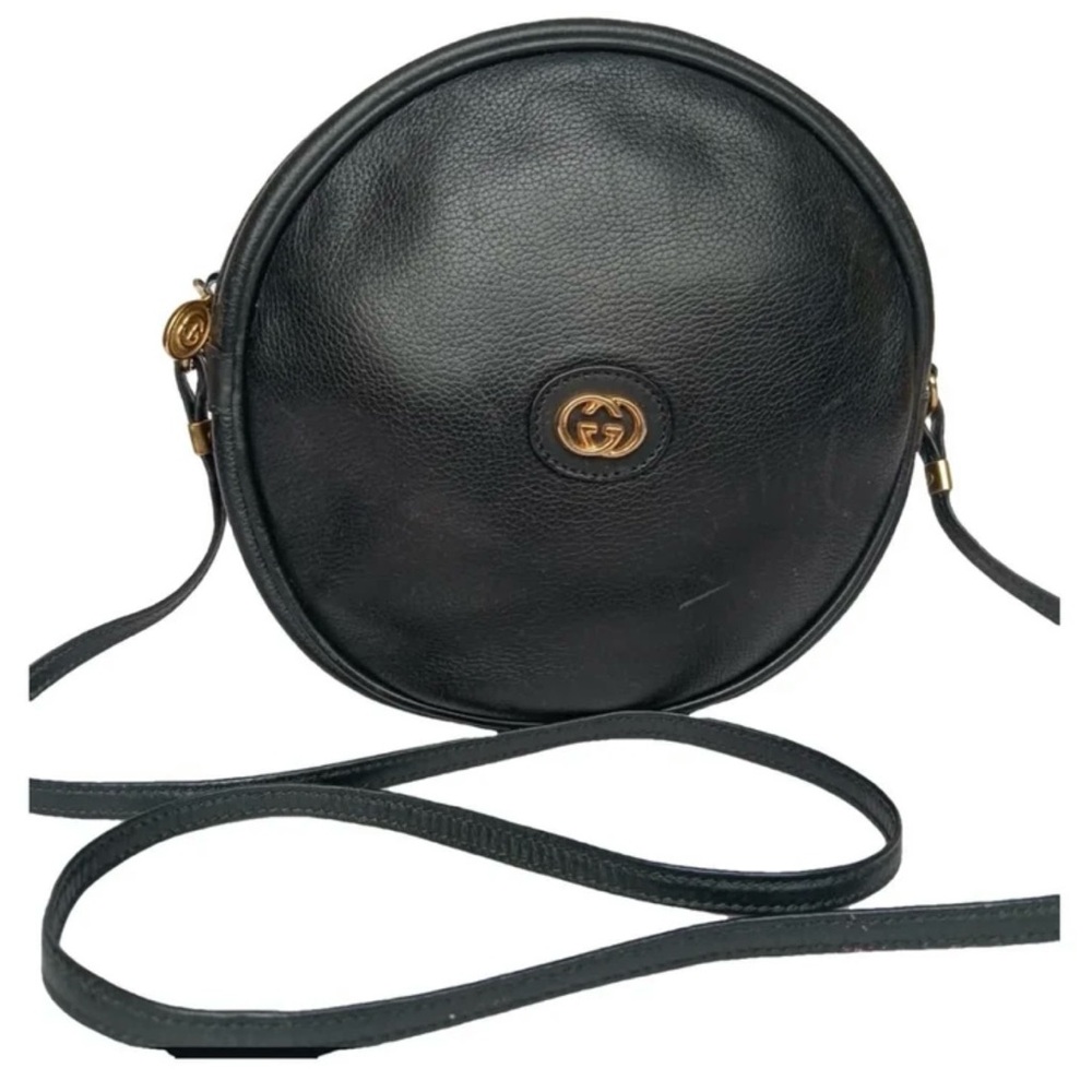 Gucci Black Leather Crossbody Bag. Vintage